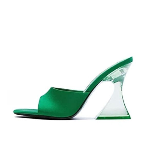 🔥Green Zara Sandal Heels Mules sz 6 New - Picture 2 of 5